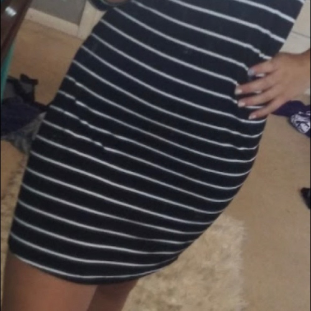 Black and white stripped dress